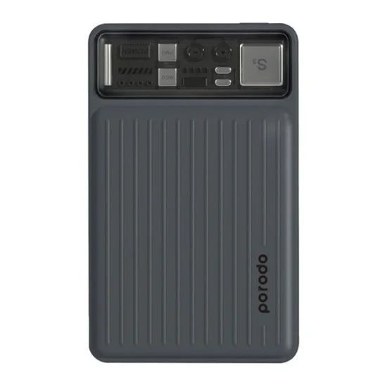 Porodo 10000mAh Slim Powerbank Built-in Type-C - Lightning Cables - Black